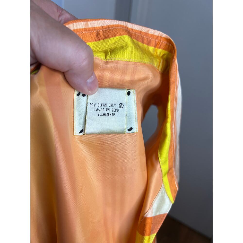 ICE Women's 100% Silk Sleeveless Plaid Wrap Dress Orange/Yellow ~ Size 14 - Picture 6 of 6